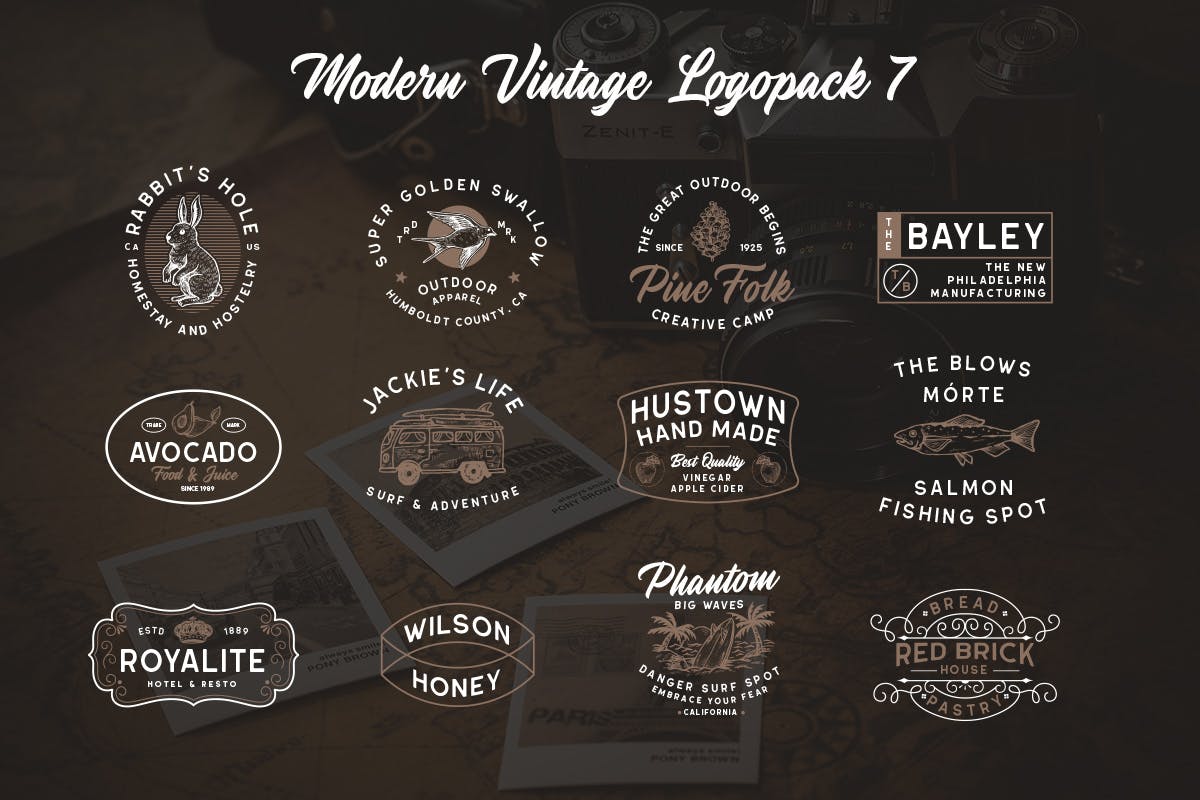 复古图形文字风格Logo设计模板合集07 Modern Vintage Logopack 07
