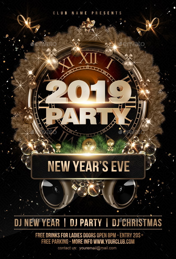 2019新年派对海报模板 New Year Party Flyer [psd]