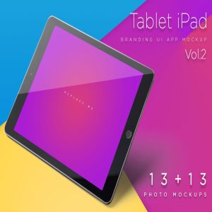 iPad平板电脑APP&Web设计效果图预览样机 iPad Tablet UI Mockups – Vivid Backgrounds Vol.2插图1