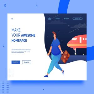 旅行概念插画旅行网站主页设计模板 SRTP – Traveling Banner Homepage