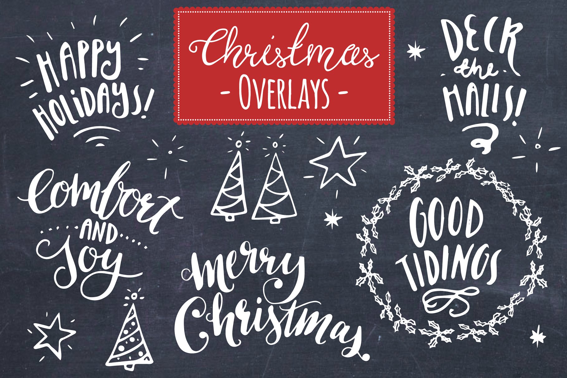 圣诞元素矢量图形图层 Christmas Overlays Set 8 – Vector