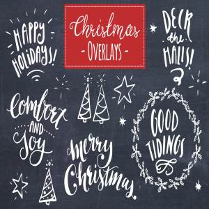 圣诞元素矢量图形图层 Christmas Overlays Set 8 – Vector