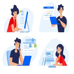 电脑信息技术学习校园学习场景矢量插画素材 Education illustrations