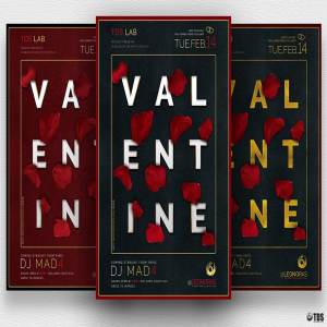 情人节主题活动传单海报模板 Valentines Day Flyer PSD V10