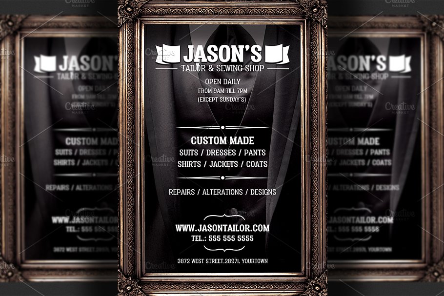 服装定制裁缝店传单模板 Tailor Shop Flyer Template