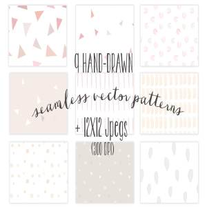 可爱手绘图案花样背景素材 Seamless hand-drawn patterns