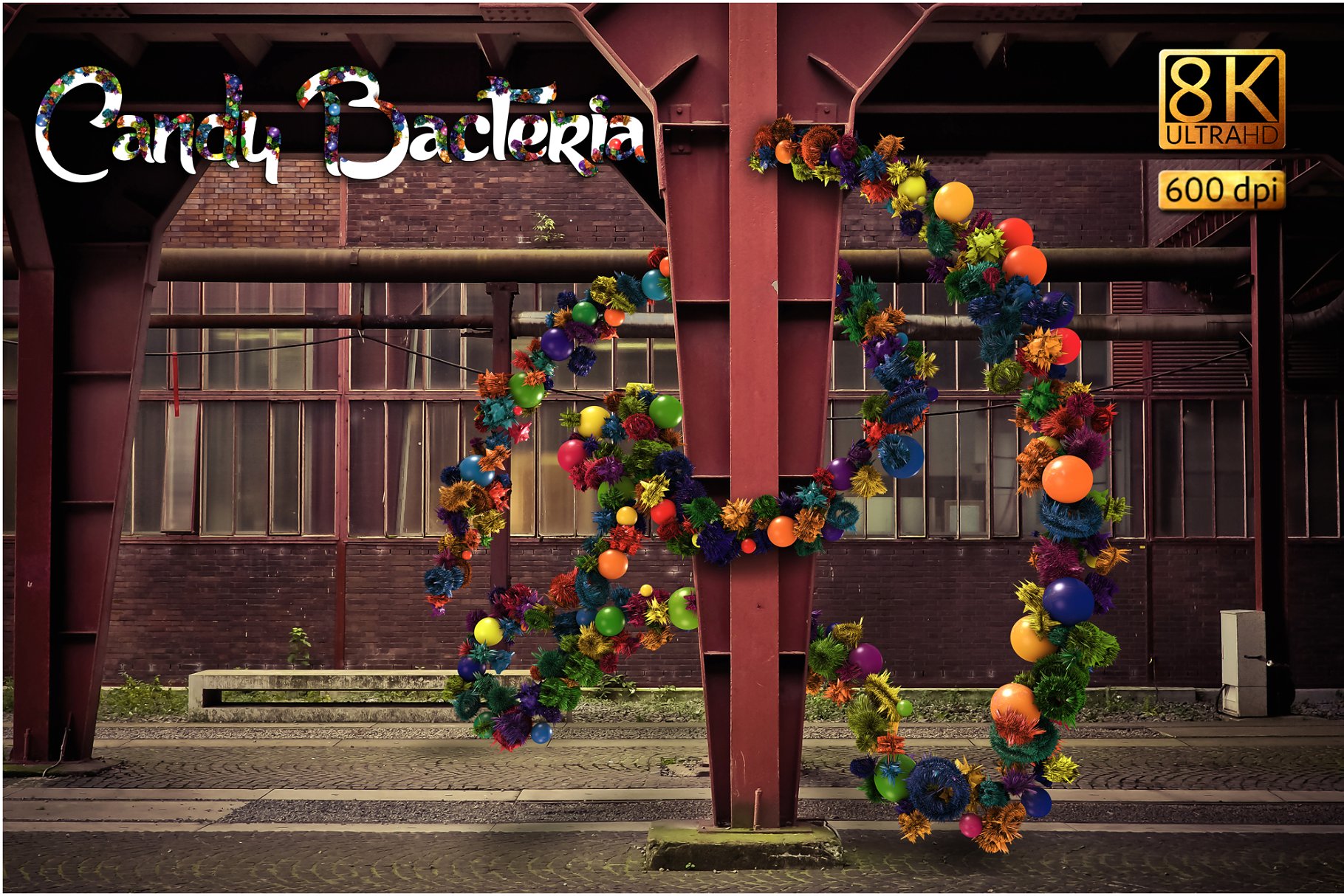 8K高分辨率抽象糖果细菌形状背景[1.09GB] 8K Candy Bacteria