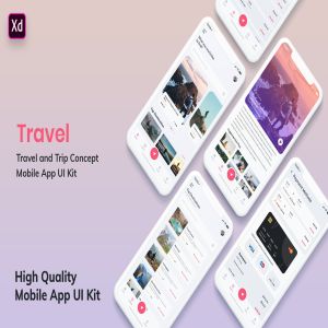 机票/酒店预订旅游主题APP应用UI设计套件XD模板[日间模式版本] Tour & Travel Booking MobileApp UI Kit Light (XD)