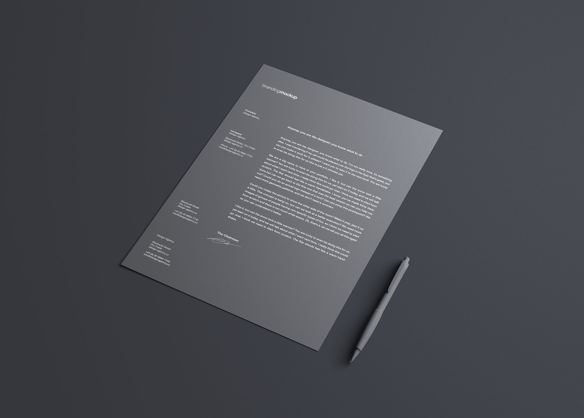 简约风企业信纸设计效果图样机 Simple Letterhead Mockup