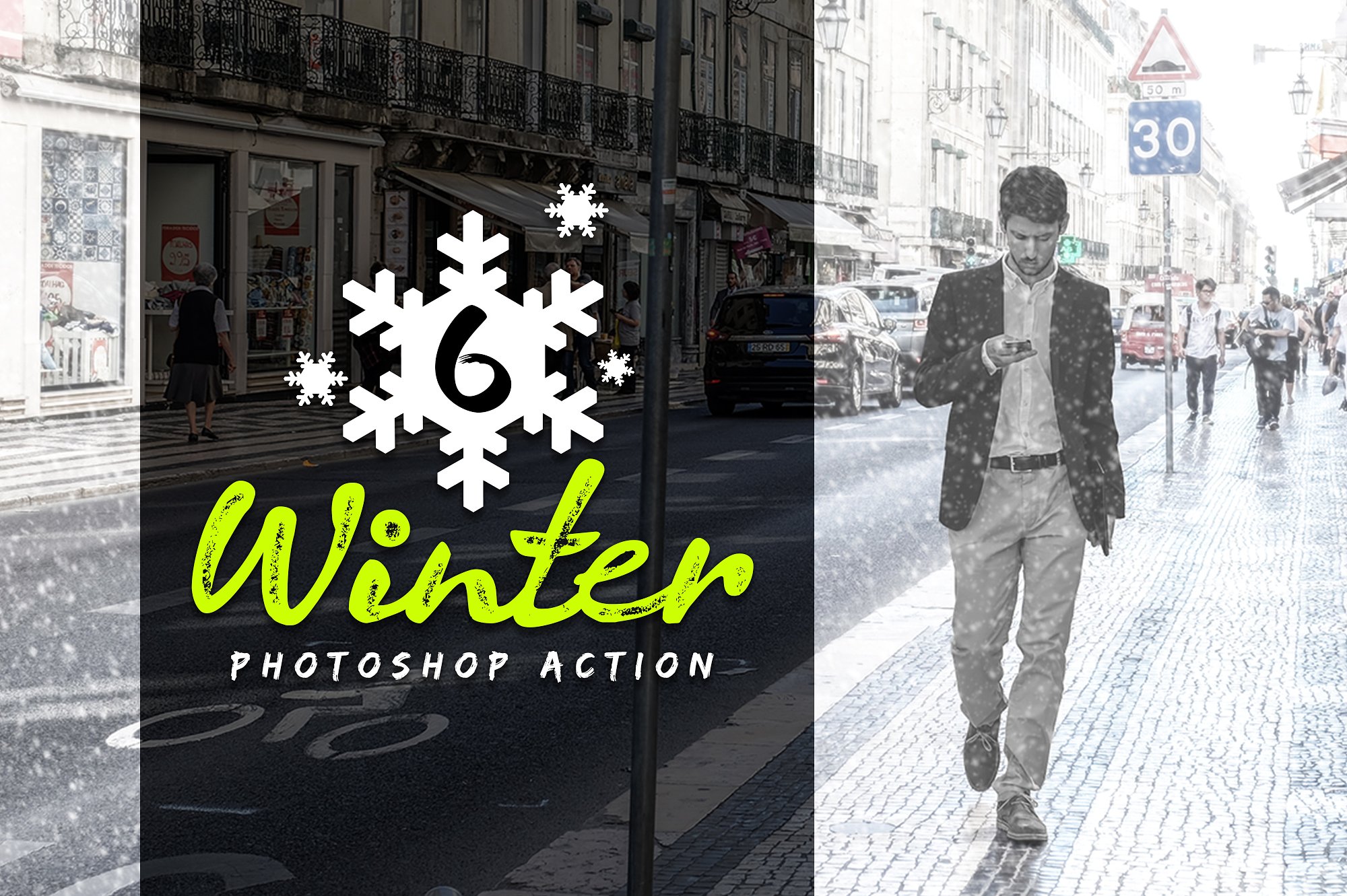 6款冬季雪花效果处理的PS动作 6 Winter Photoshop Action