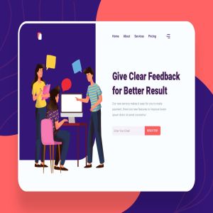 信息反馈主题网站设计矢量插画素材 Give Feeback Illustration – Website Header