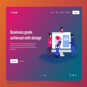 商业目标规划概念插画Banner&着陆页设计模板 Business Goals – Banner & Landing Page
