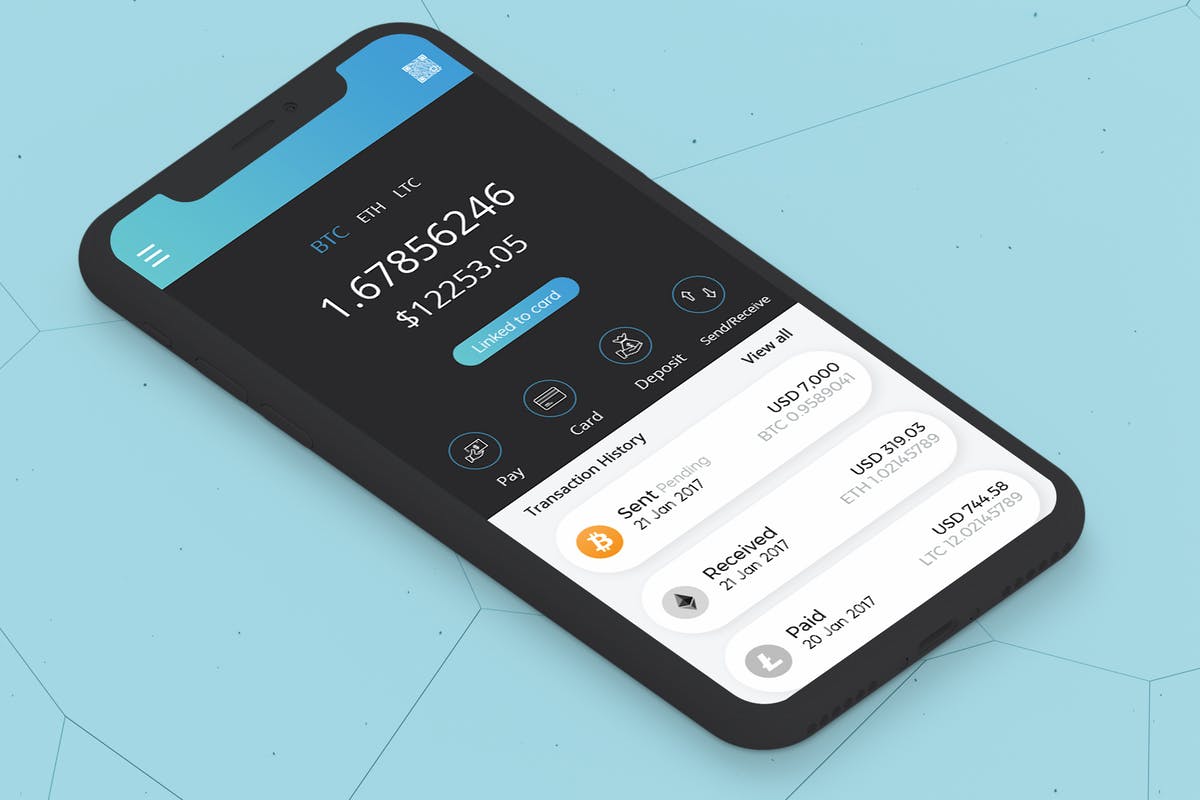 加密货币电子钱包APP应用界面模板 Cryptocurrency Wallet 1 Mobile Ui – H