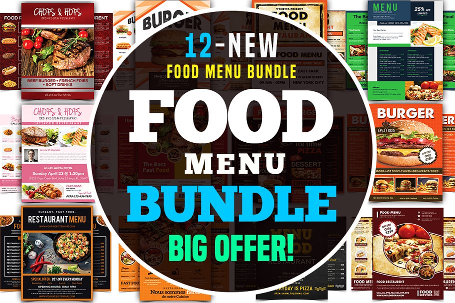 西式快餐菜单模板合集 Food Menu Flyer Bundle