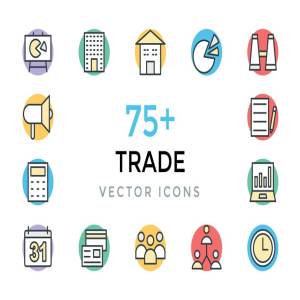 75+交易市场贸易主题矢量图标 75+ Trade Vector Icons