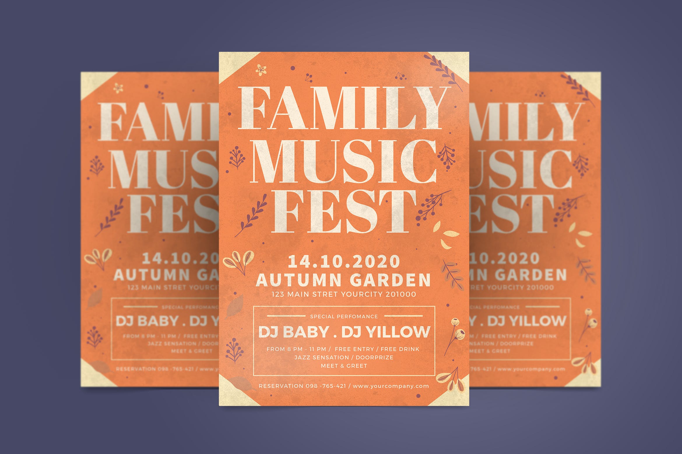 家庭音乐会海报设计模板 Autumn Family Flyer