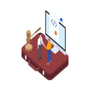 区块链技术智能合约概念插画素材v9 Smart Contract on Blockchain Isometric  9 – TU