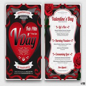 情人节主题传单活动目录PSD模板v8 Valentines Day Flyer+Menu PSD V8