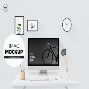 iMac办公桌面场景样机 iMac mockups with Table插图2