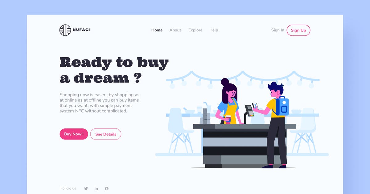 网站着陆页设计购物支付场景插画模板 Shopping Landing Page Illustration