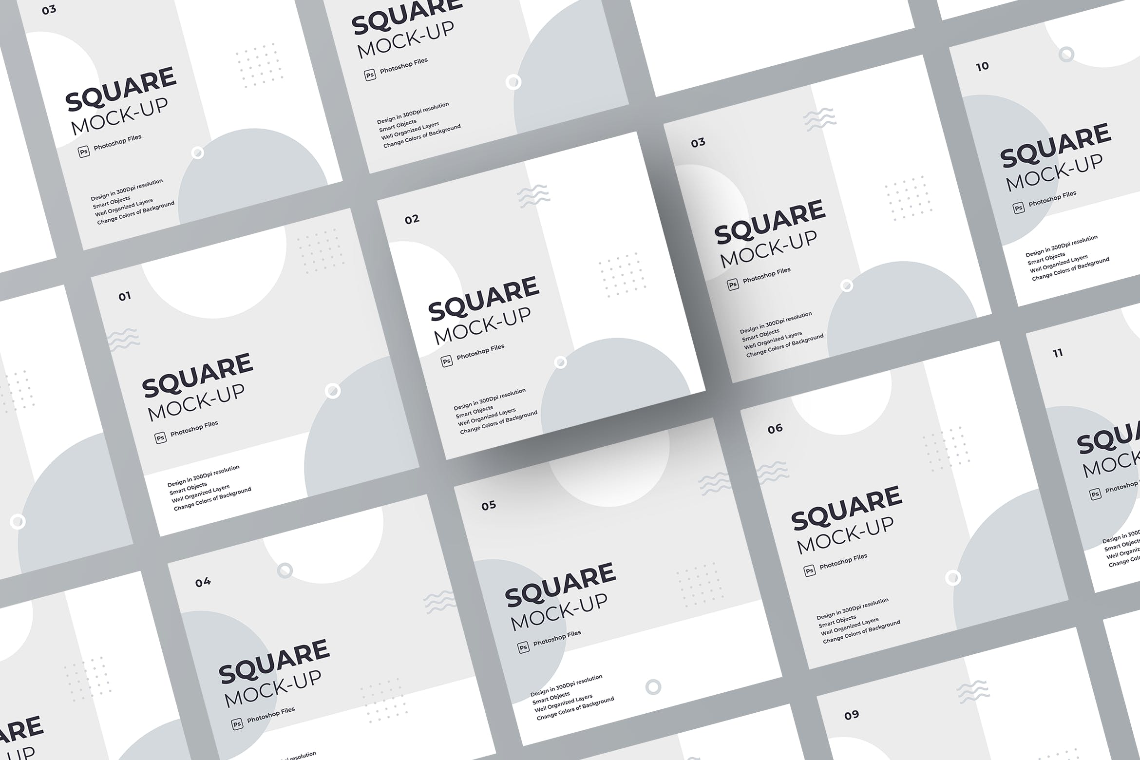方形卡片设计效果图样机模板v3 ADL – SQUARE MOCK-UP.03