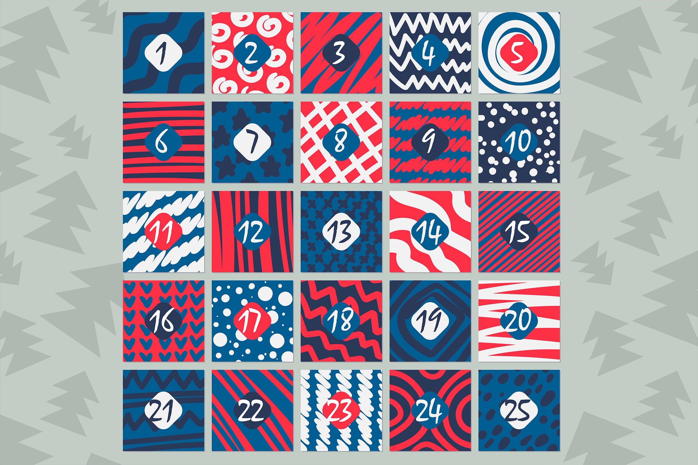 手绘纹理背景时尚日历设计模板 Stylish Advent Calendar Template