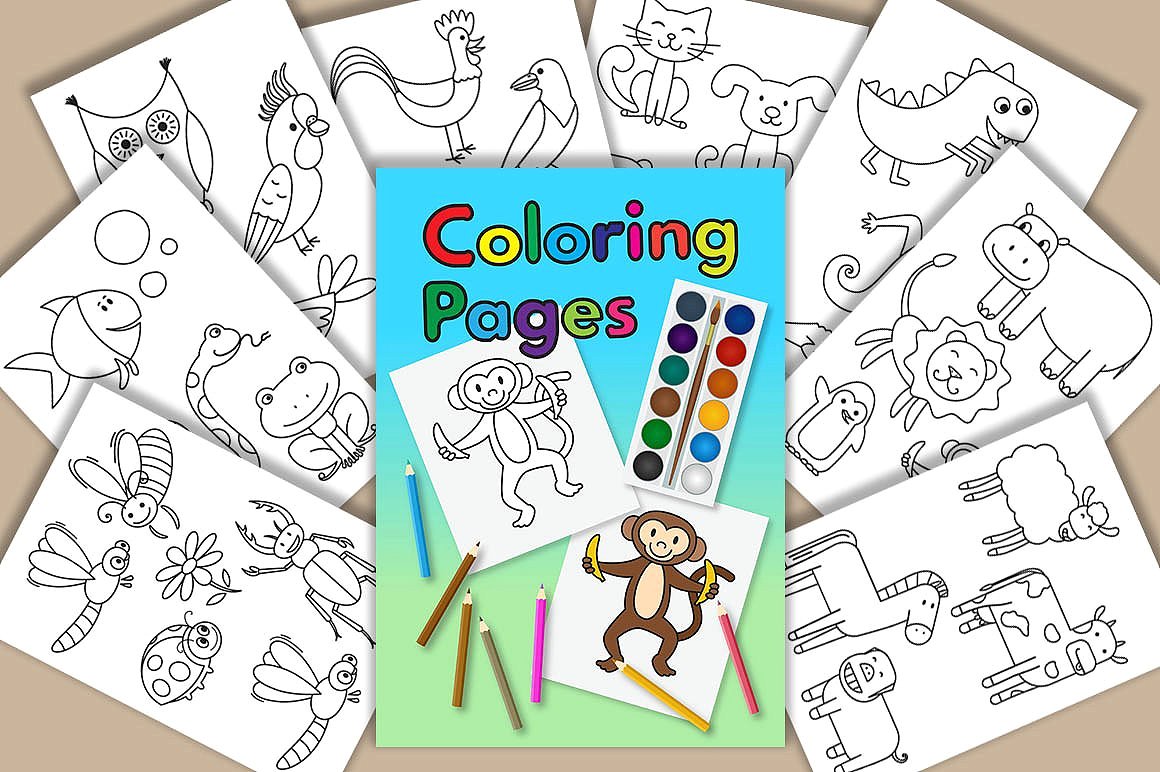 可爱的节日祝贺手绘着色页高清图片下载[jpg]