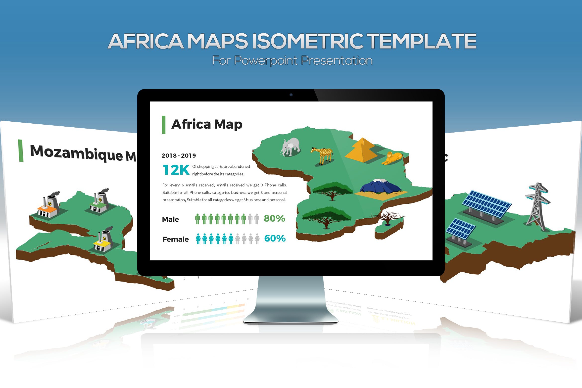 美洲国家/地区地图PPT幻灯片设计素材 Africa Maps Isometric & Legends For Powerpoint