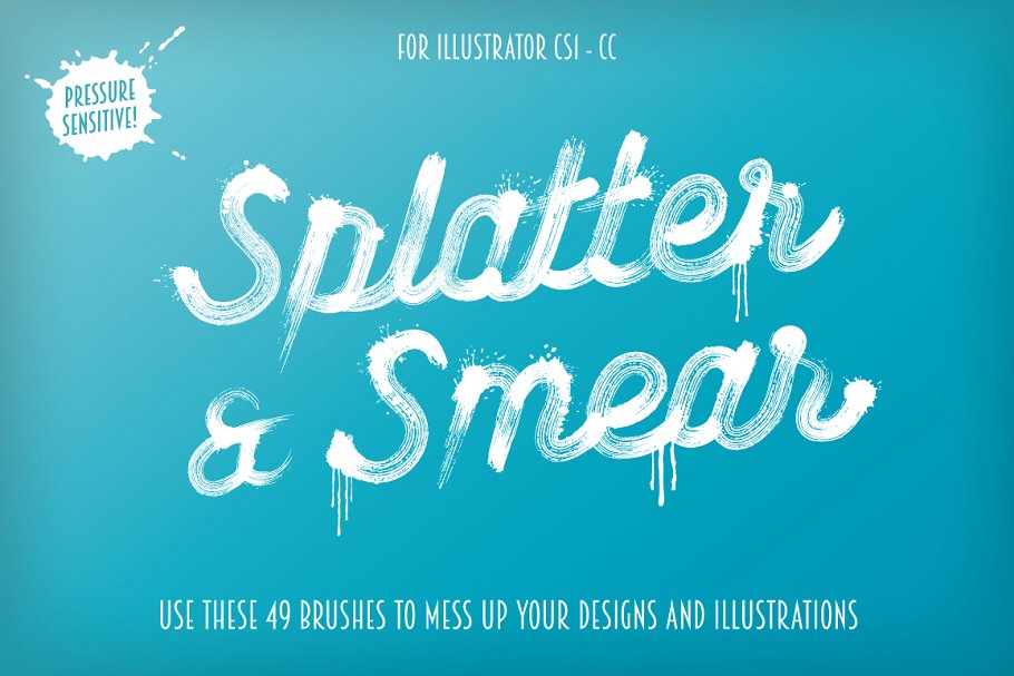 飞溅涂抹效果AI笔刷 Splatter & Smear Brushes