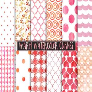 暖色水彩波尔卡圆点图案素材 Warm Watercolor Polka Dot Patterns