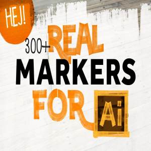 300+逼真记号笔画笔AI笔刷 300+ REAL MARKERS FOR ILLUSTRATOR