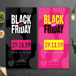 黒五购物节品牌商店打折广告海报传单设计模板02 Black Friday Flyer Template 02