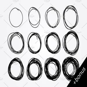 手绘涂鸦圆圈、三角形和正方形图形 hand drawn doodle circles + bonus