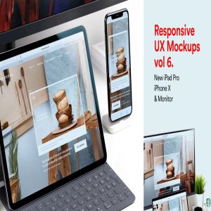 响应式设计效果预览iPad Pro&iPhone X样机模板v6 New iPad Pro & iPhone X Responsive Mockups Vol 06