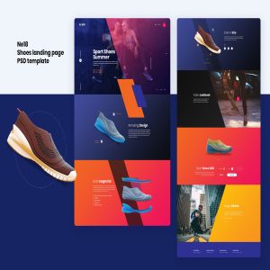 运动鞋品牌电商网站着陆页设计PSD模板 Ne18 – Shoes store landing page template
