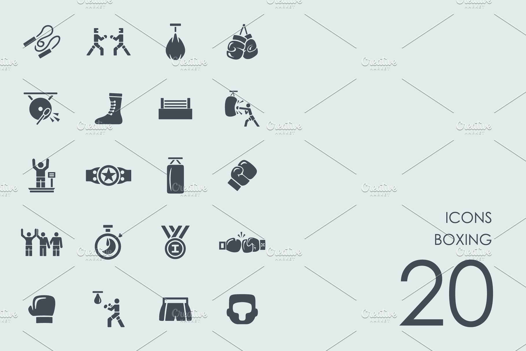 拳击健身主题图标 Boxing icons