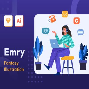 一流设计素材网下午茶：6个优秀的梦幻场景矢量插画素材下载[Sketch,Ai]