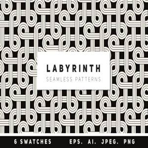 迷宫式无缝图案纹理 Labyrinth Seamless Patterns Set