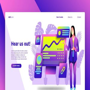 商业战略方案概念插画网站Banner＆着陆页模板 Pitching Ideas – Banner & Landing Page