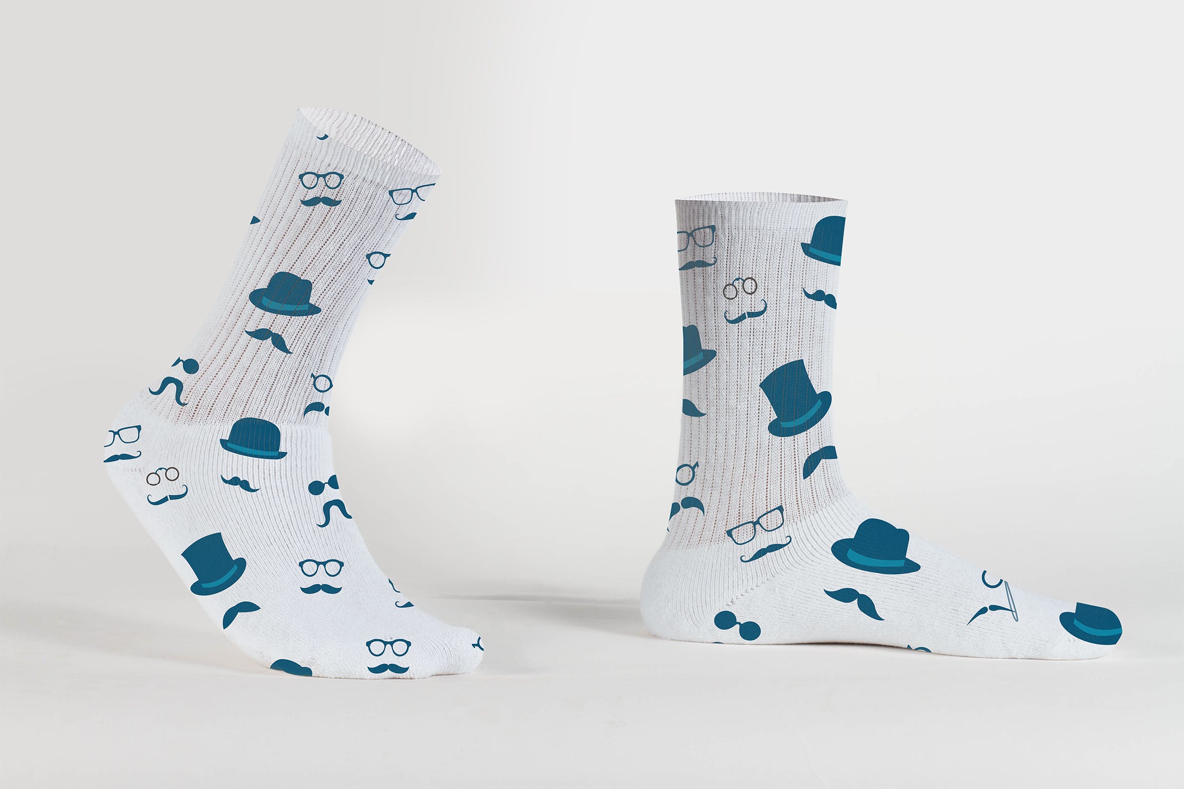 中性袜子印花设计效果图样机模板 Unisex Presentation Socks Mockup
