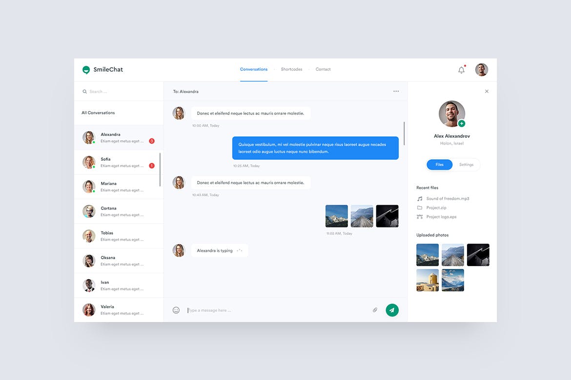 即时聊天窗口Web界面设计PSD模板 Smilechat — Chat PSD Template