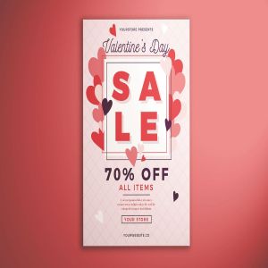 情人节节日促销海报设计模板v1 Valentine’s Day Sale Flyer Vol. 01