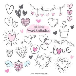 手绘心形合集 Fantastic pack with variety of hand drawn hearts