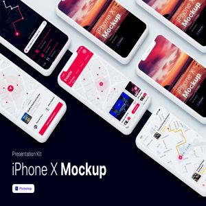 APP界面设计截图预览iPhone X手机样机模板v1 Presentation Kit – iPhone showcase Mockup插图1