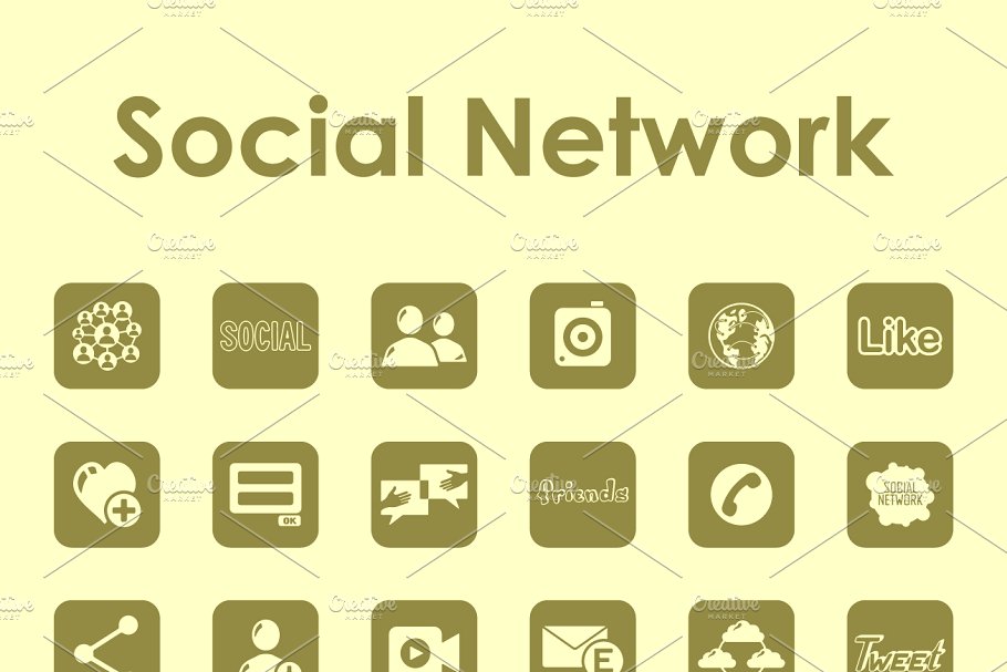 一组简单社交应用图标集 social network simple icons