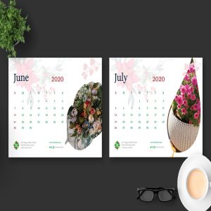 2020年花卉主题翻页台历设计模板 2020 Clean Florist Calendar Pro插图5