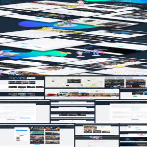 一流设计素材网下午茶：城市全貌介绍与探索相关功能的网站模板UI KITS 下载