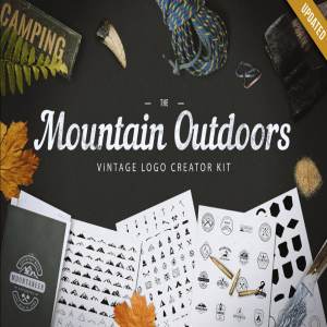 山脉户外复古Logo设计套装 Mountain Outdoor Vintage Logo Kit插图1