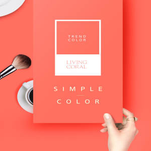 珊瑚红主题女性化妆品销售海报设计