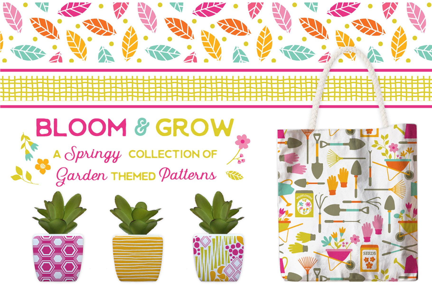 现代花园植物图案纹理 Fresh Modern Garden Patterns